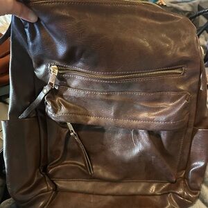 Brown Leather Modern & Chic Brielle Backpack with Distressed Finish